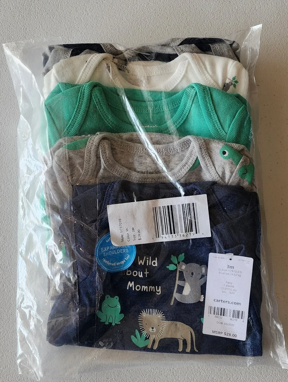 Carter's Wild About Mommy 4 Piece Bodysuit Set For 3 Month Old